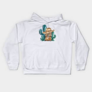 Cowboy hat with boots.Cactus Kids Hoodie